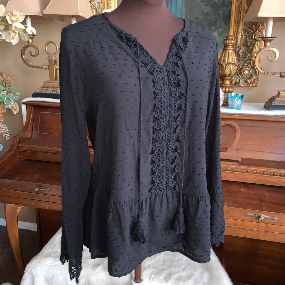 Beautiful Sheer Black Boho Blouse Crochet Design